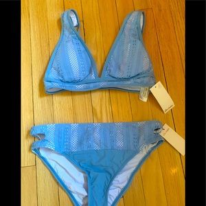 ELLA MOSS lace detail bikini blue M (8-10) NWT